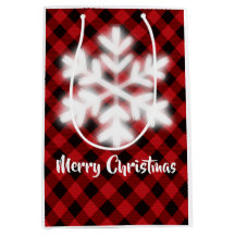 Rustic red black buffalo plaid -snow flake