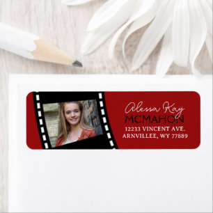 Rustic Red & Black Filmstrip Photo Return Address