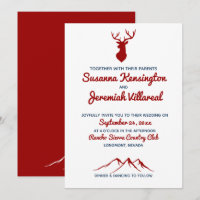 Rustic Red Blue Buck Deer Country Mountain Wedding