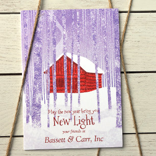 Rustic Red Blue Logo Company Holiday Card