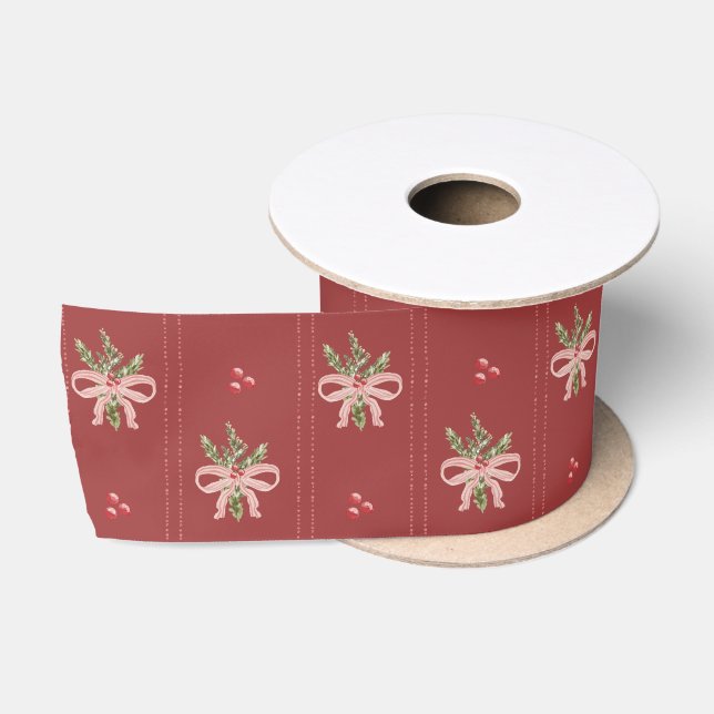 Rustic Red Bows Christmas Satin Ribbon (Spool)