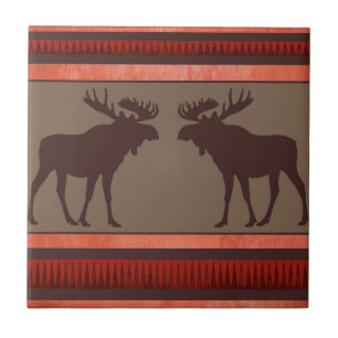 Rustic red brown moose pattern tile