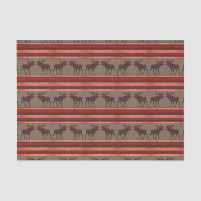 Rustic red brown moose pattern tissue paper (Front)