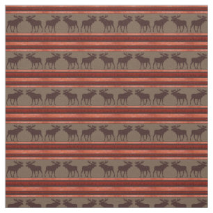 Rustic red brown moose pattern twill fabric