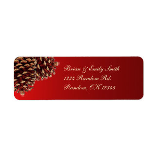 Rustic red brown pine cone return address labels