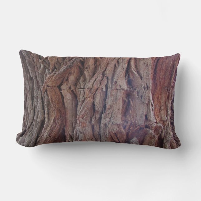 Rustic Red Brown Tree Bark Photo Nature Lumbar Cushion (Front)