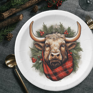 Rustic Red Buffalo Plaid Farmhouse Paper Plate