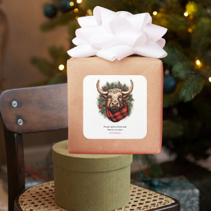 Rustic Red Buffalo Plaid Farmhouse Square Sticker