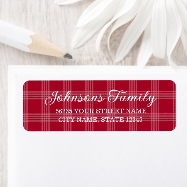 Rustic Red Buffalo Plaid Holiday Return Address  (Insitu)