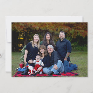 Rustic Red Buffalo Plaid Joy 4 Photo Holiday Card