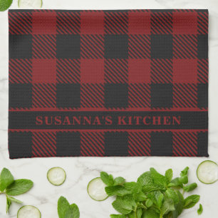 Rustic Red Buffalo Plaid Winter Tea Towel