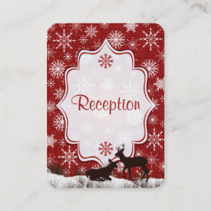 Rustic Red Burlap, Snowflakes, Deer Enclosure Card