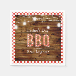 Rustic Red Chequered Father's Day BBQ Napkin