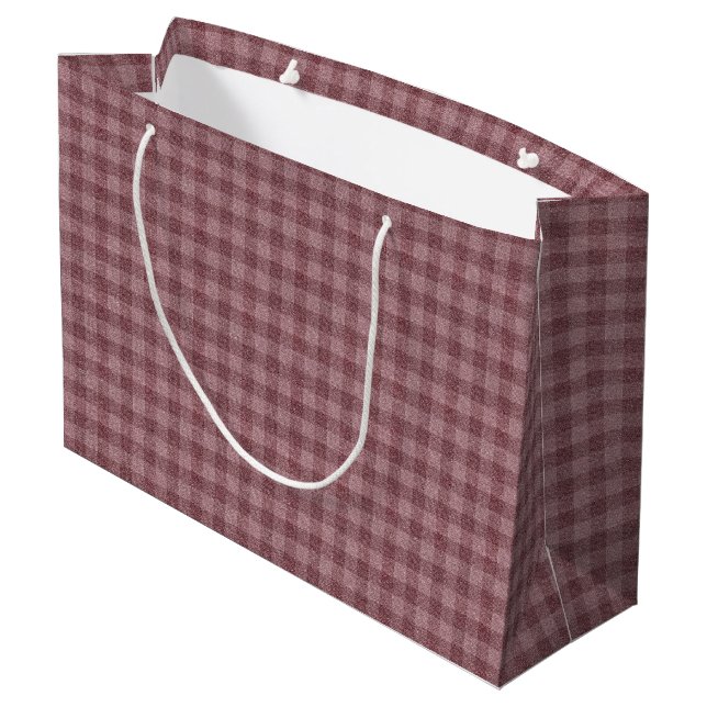 Rustic Red Chequered Pattern Large Gift Bag (Back Angled)