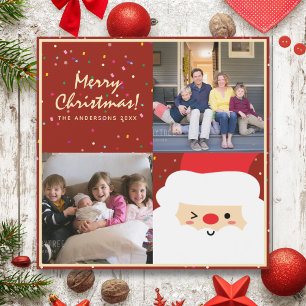 Rustic Red Christmas Family Photo Holiday Card