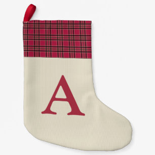 Rustic Red Christmas Monogram Plaid Stocking