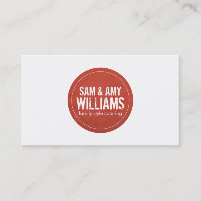 Rustic Red Circle Logo for Catering, Bakery Business Card (Front)