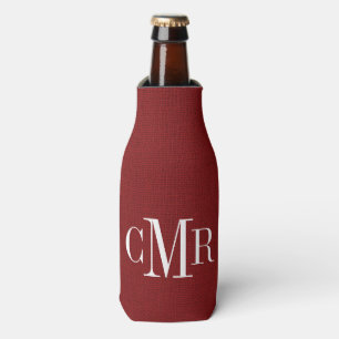 Rustic Red Classic Monogram Bottle Cooler