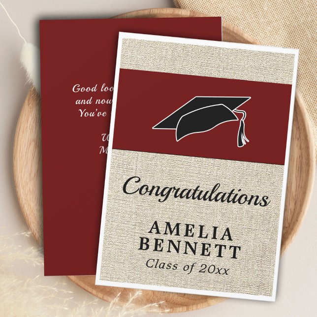 Rustic Red Congratulations Graduate Cap Graduation Card (Creator Uploaded)