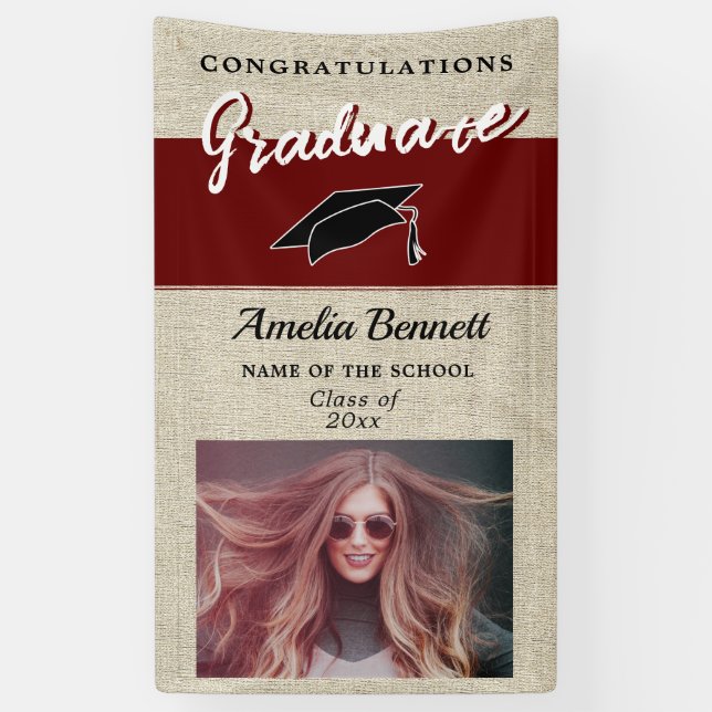 Rustic Red Congratulations Graduation Party Photo Banner (Vertical)