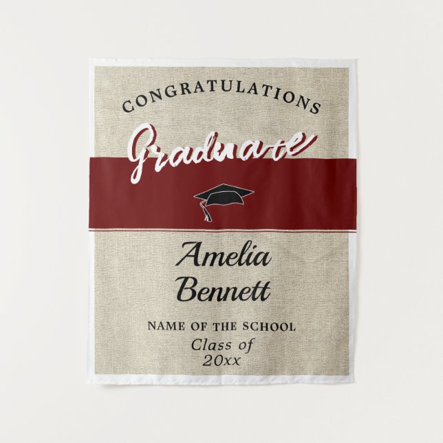 Rustic Red Congratulations Graduation Party  Tapestry (Front)