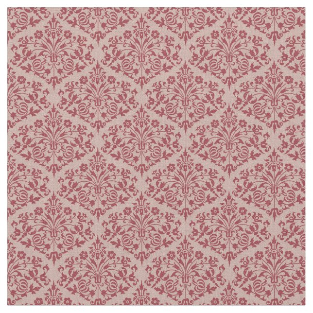 Rustic Red Damask Fabric (Close Up)
