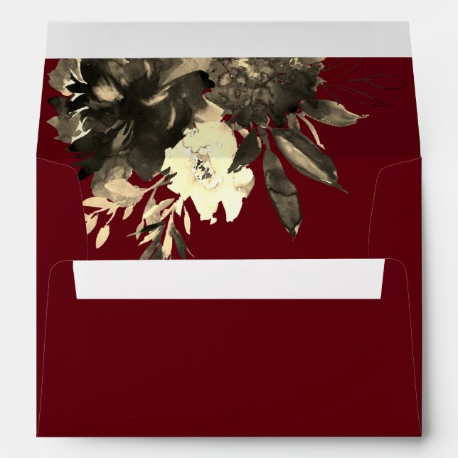 Rustic Red Dried Flowers Autumn Wedding Envelope (Back (Bottom))