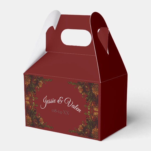 Rustic Red Fall Elegant Gothic Wedding Favour Box (Front Side)