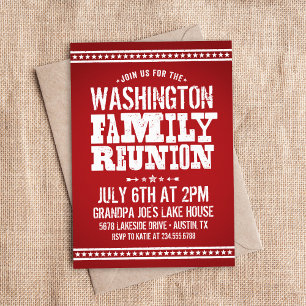 Rustic Red Family Reunion Invitations