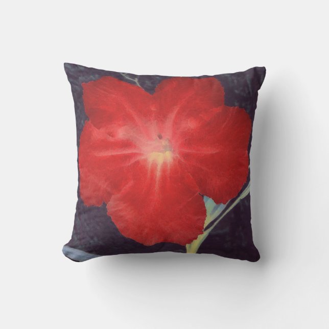 Rustic Red Flower Face Outdoor Cushion (Front)