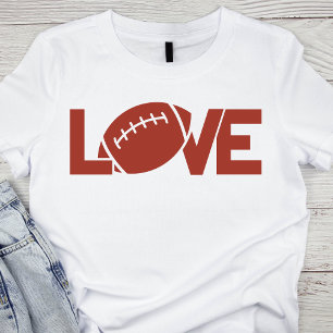 Rustic Red Football Love Text Graphic T-Shirt