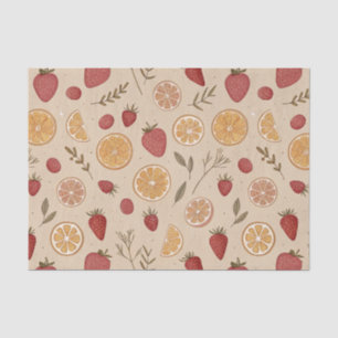 Rustic Red Fruit and Citrus on Aged Beige Tissue Paper