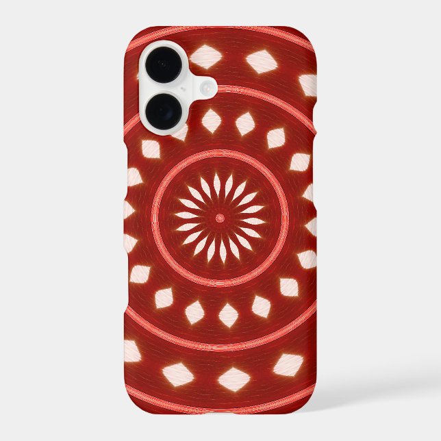 Rustic Red Geometric Sunburst Abstract Art (Back)