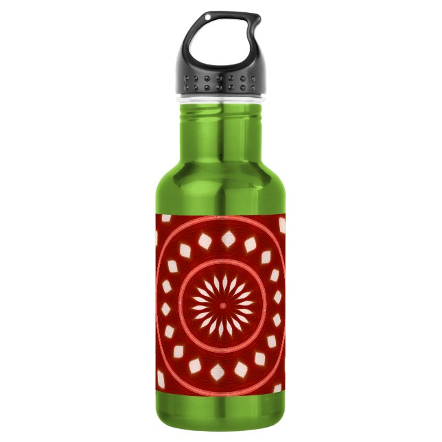 Rustic Red Geometric Sunburst Abstract Art 532 Ml Water Bottle (Front)