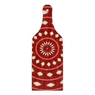 Rustic Red Geometric Sunburst Abstract Art Cutting Board