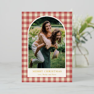 Rustic Red Gingham Arch Photo Modern Christmas