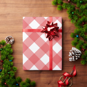 Rustic Red Gingham Checkered Pattern Wrapping Paper