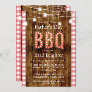 Rustic Red Gingham Father's Day BBQ Invitation