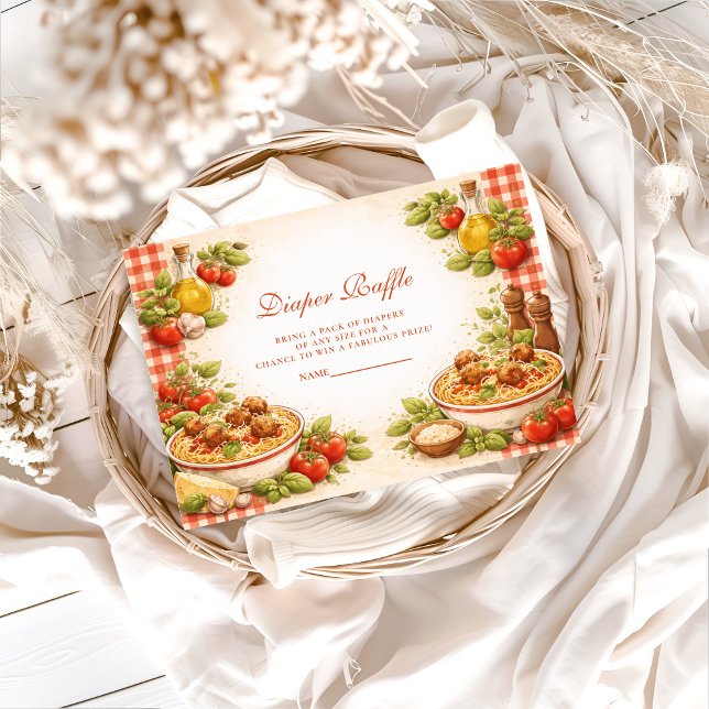 Rustic Red Gingham Little Meatball Diapper Raffle Enclosure Card (Creator Uploaded)