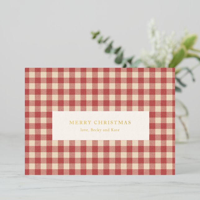 Rustic Red Gingham Modern Christmas (Standing Front)