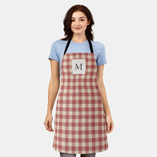 Rustic Red Gingham Modern Christmas Apron