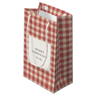 Rustic Red Gingham Modern Christmas Small Gift Bag