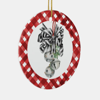 Rustic Red Gingham Noël Ceramic Tree Decoration