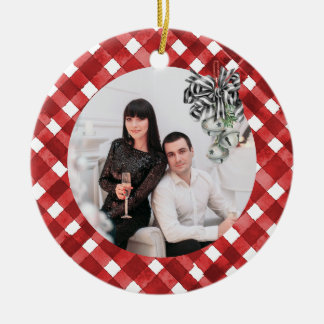 Rustic Red Gingham Noël Ceramic Tree Decoration