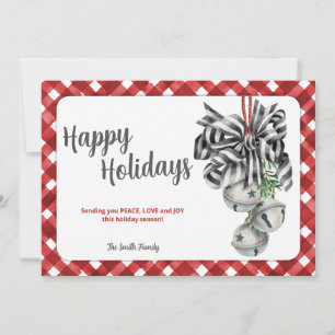 Rustic Red Gingham Noël Christmas Card