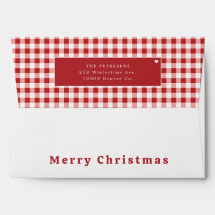 Rustic red gingham plaid Christmas Envelope