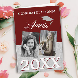 Rustic Red Graduate 2 Photo Graduation  Card