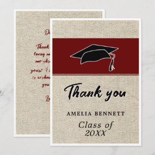 Rustic Red Graduate Cap Graduation Thank You Card