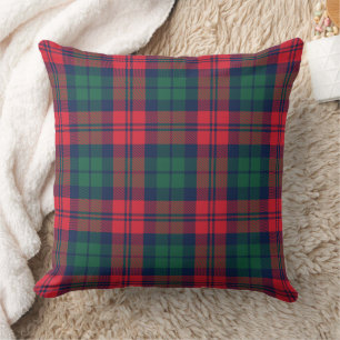 Rustic Red Green Navy Tartan Plaid Christmas Cushion
