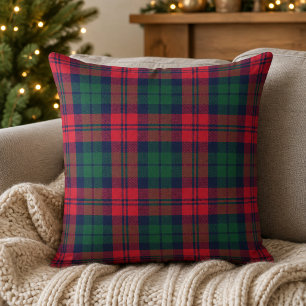 Rustic Red Green Navy Tartan Plaid Christmas Cushion